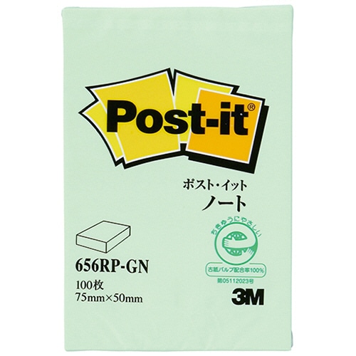 3M ポスト・イット ノート 再生紙 75×50mm グリーン 656RP-GN 1冊