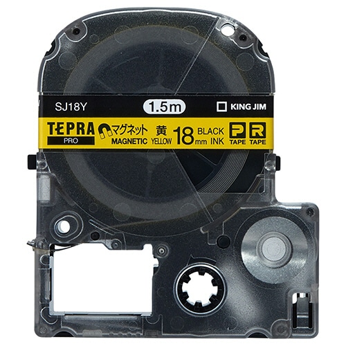 キングジム テプラ PRO テープカートリッジ マグネットテープ 18mm 黄/黒文字 SJ18Y 1個