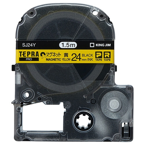キングジム テプラ PRO テープカートリッジ マグネットテープ 24mm 黄/黒文字 SJ24Y 1個