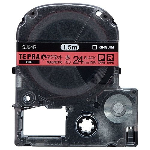 キングジム テプラ PRO テープカートリッジ マグネットテープ 24mm 赤/黒文字 SJ24R 1個