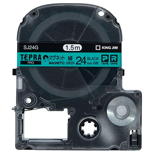 キングジム テプラ PRO テープカートリッジ マグネットテープ 24mm 緑/黒文字 SJ24G 1個