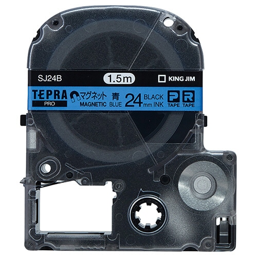 キングジム テプラ PRO テープカートリッジ マグネットテープ 24mm 青/黒文字 SJ24B 1個