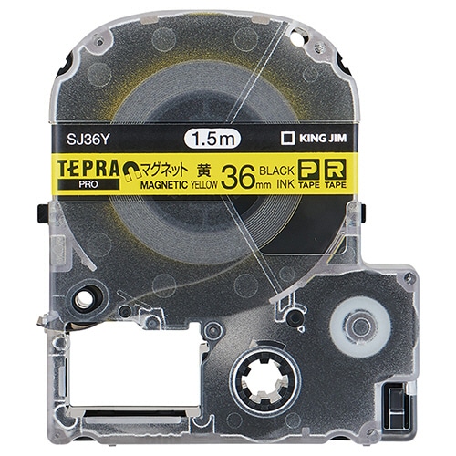 キングジム テプラ PRO テープカートリッジ マグネットテープ 36mm 黄/黒文字 SJ36Y 1個