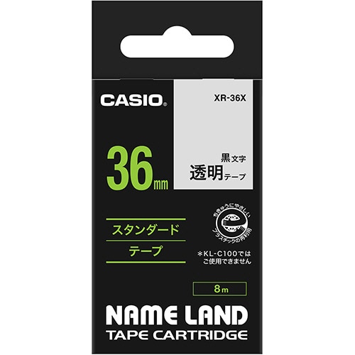 カシオ NAME LAND スタンダードテープ 36mm×8m 透明/黒文字 XR-36X 1個