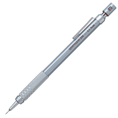 ぺんてる 製図用シャープペンシル グラフギア500 0.3mm (軸色:シルバー) PG513 1本
