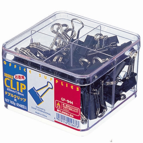 ソニック 徳用ダブルクリップ 小(口幅19mm)中(口幅25mm)ミックス GP-944 1ケース(約48個)