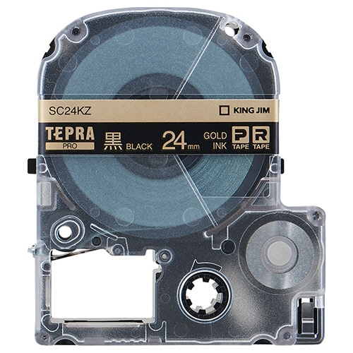 キングジム テプラ PRO テープカートリッジ パステル 24mm 黒/金文字 SC24KZ 1個