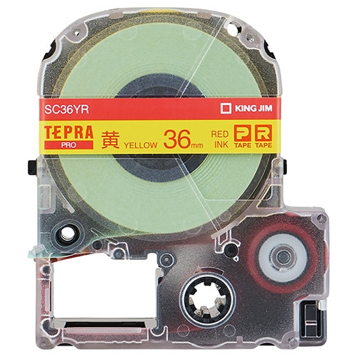 キングジム テプラ PRO テープカートリッジ パステル 36mm 黄/赤文字 SC36YR 1個