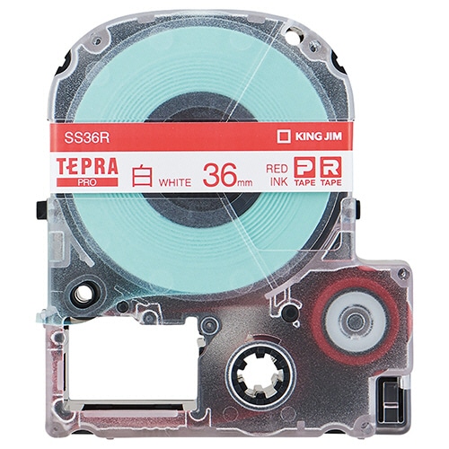 キングジム テプラ PRO テープカートリッジ 36mm 白/赤文字 SS36R 1個