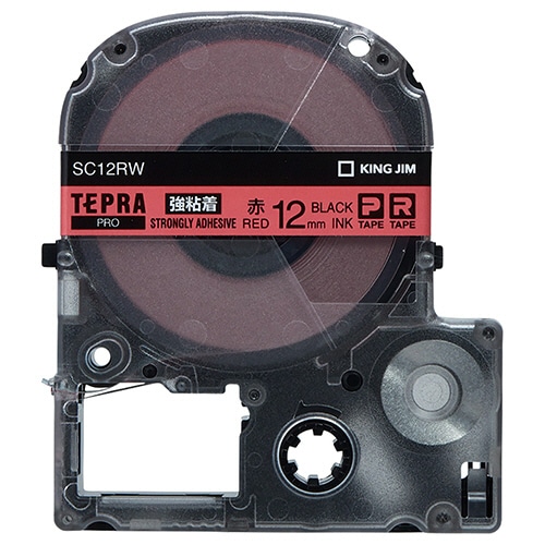 キングジム テプラ PRO テープカートリッジ 強粘着 12mm 赤/黒文字 SC12RW 1個