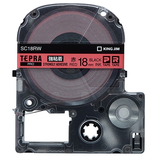 キングジム テプラ PRO テープカートリッジ 強粘着 18mm 赤/黒文字 SC18RW 1個
