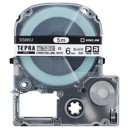 キングジム テプラ PRO テープカートリッジ 下地がかくせるラベル 6mm 白/黒文字 SS6KU 1個