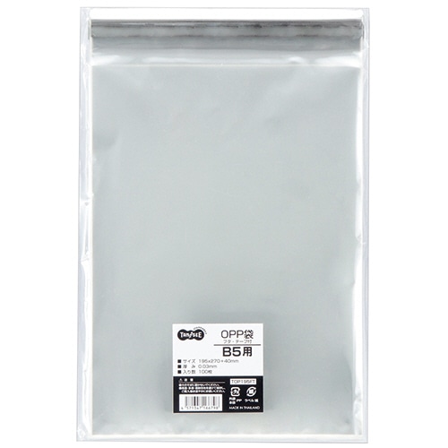 TANOSEE OPP袋 フタ・テープ付 B5用 195×270+40mm 1パック(100枚)