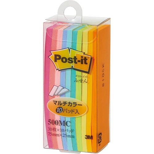 3M ポスト・イット ふせん マルチカラー 75×25mm 10色 500MC 1パック(10冊)