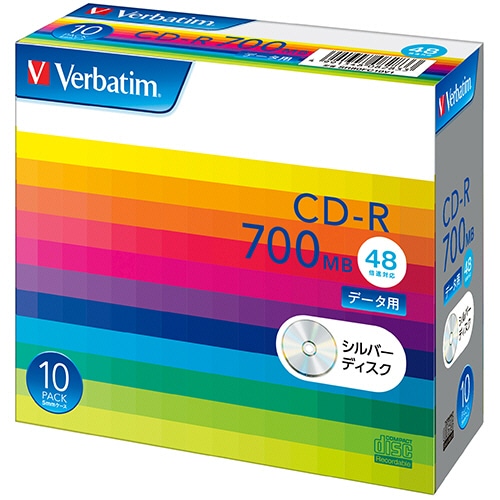 バーベイタム データ用CD-R 700MB 48倍速 5mmスリムケース シルバーディスク SR80FC10V1 1パック(10枚)