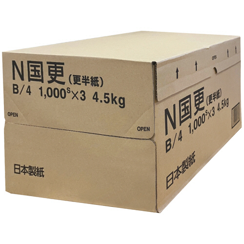 日本製紙　Ｎ国更（更紙・わら半紙）　Ｂ４Ｔ目　４８．４ｇ　ＮＹＮＫＺ－Ｂ４　１箱（３０００枚：１０００枚×３冊）
