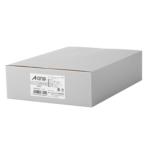 エーワン　ラベルシール［プリンタ兼用］　キレイにはがせるタイプ　ホワイト　Ａ４　１０面　８６．４×５０．８ｍｍ　四辺余白付　３９００１　１箱（５００シート）