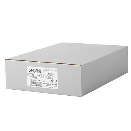 エーワン　ラベルシール［プリンタ兼用］　キレイにはがせるタイプ　ホワイト　Ａ４　１２面　８６．４×４２．３ｍｍ　四辺余白付　３９００２　１箱（５００シート）