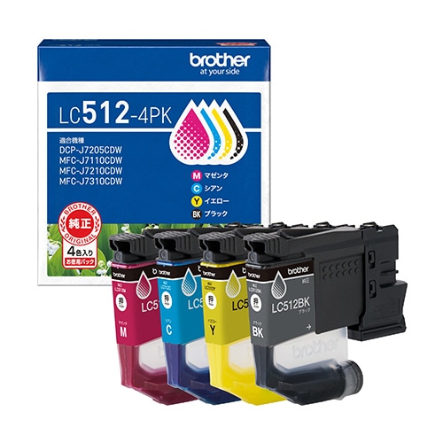 ブラザー　インクカートリッジ　４色パック　ＬＣ５１２－４ＰＫ　１箱（４個：各色１個）