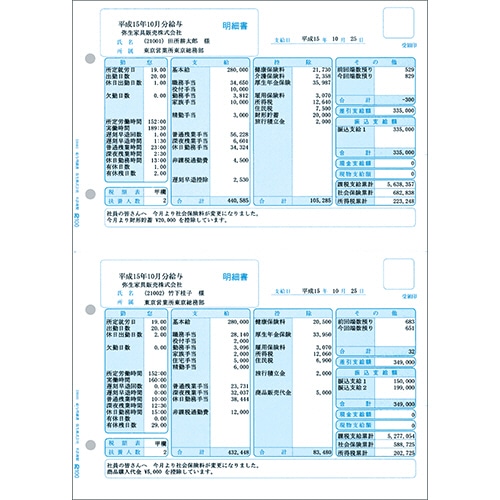 弥生 給与明細書 単票 A4タテ 336001 1箱(500枚)