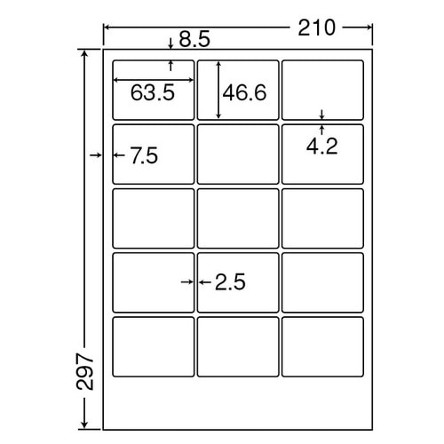 東洋印刷 ナナクリエイト カラーレーザープリンタ用耐水光沢紙ラベル A4 15面 63.5×46.6mm 四辺余白付 SCL-3 1箱(400シート:80シート