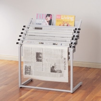 イワサキ 新聞掛け 幅650×奥行380×高さ780mm ペーパーハンガー6本付 TPH-ZRN110LG 1台