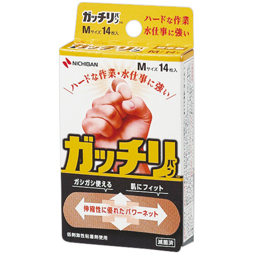 ニチバン　ばんそうこう　ガッチリバン　Ｍサイズ　ＧＢ１４Ｍ　１箱（１４枚）
