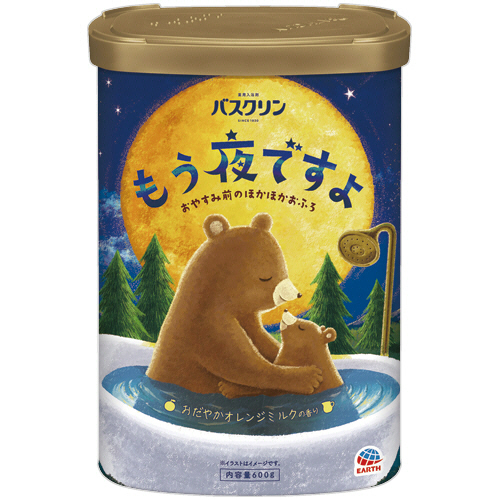 アース製薬　バスクリン　もう夜ですよ　おだやかオレンジミルクの香り　６００ｇ　１本