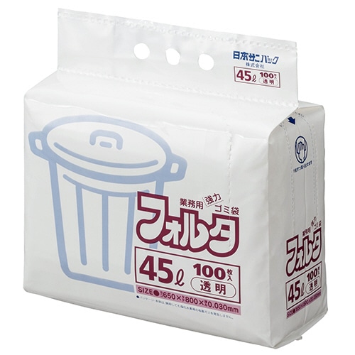 日本サニパック 環優包装フォルタ 透明 45L 0.030mm F-4C 1パック(100枚)