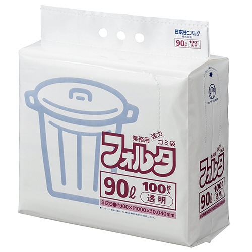 日本サニパック 環優包装フォルタ 透明 90L 0.040mm F-9C 1パック(100枚)