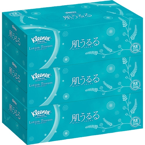 日本製紙クレシア クリネックス ローションティシュー 肌うるる 204組/箱 1パック(3箱)