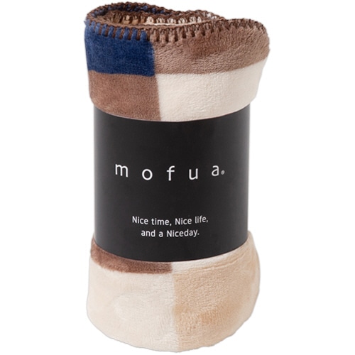 ナイスデイ mofua プレミアムマイクロファイバーひざ掛け チェック柄/ブラウン 1枚