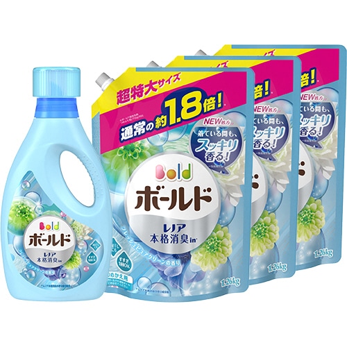 P&G ボールド ジェル フレッシュピュアクリーンの香り 業務用パック(本体850g×1本+詰替 超特大1.26kg×3個) 1セット