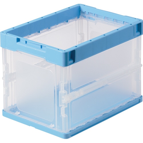 TANOSEE 折りたたみコンテナ 軽量タイプ 20L ブルー/透明 1台