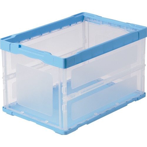 TANOSEE 折りたたみコンテナ 軽量タイプ 50L ブルー/透明 1台