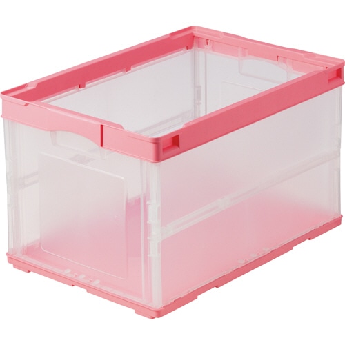 岐阜プラスチック工業 フタなし折りたたみコンテナ 50L ピンク/透明 CB-S51NRL-PI 1台