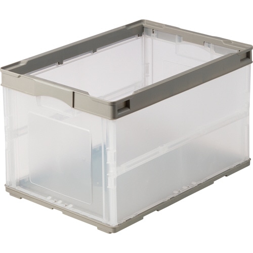 岐阜プラスチック工業 フタなし折りたたみコンテナ 50L グレー/透明 CB-S51NRL-GY 1台