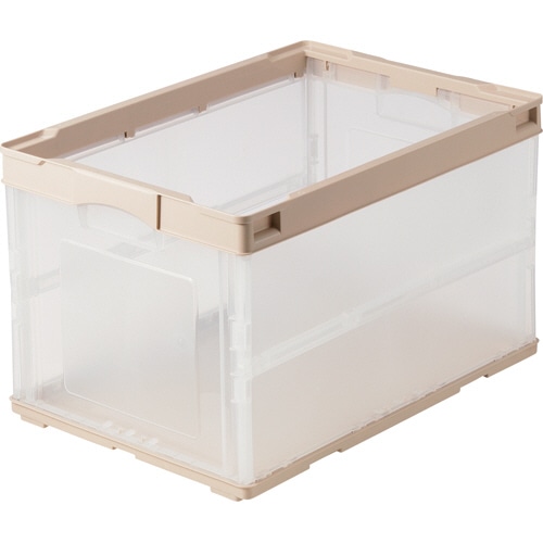 岐阜プラスチック工業 フタなし折りたたみコンテナ 50L ベージュ/透明 CB-S51NRL-BE 1台