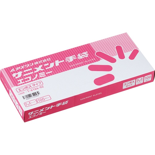 アズワン サニメント手袋 PE エンボス付(エコノミー) M 1-6164-02 1箱(100枚)