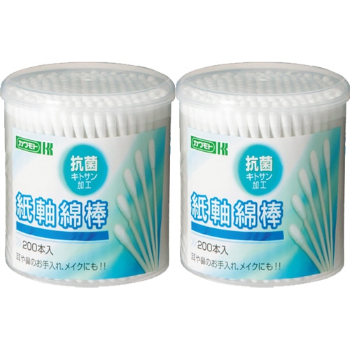 カワモト 抗菌紙軸綿棒 200本×2個 1パック