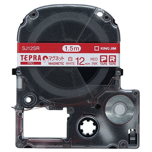 キングジム テプラ PRO テープカートリッジ マグネットテープ 12mm 白/赤文字 SJ12SR 1個