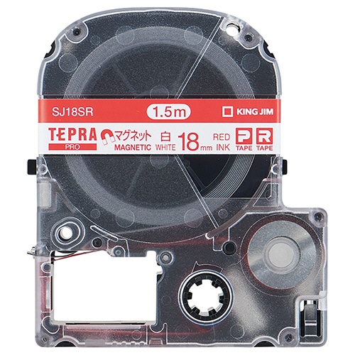 キングジム テプラ PRO テープカートリッジ マグネットテープ 18mm 白/赤文字 SJ18SR 1個