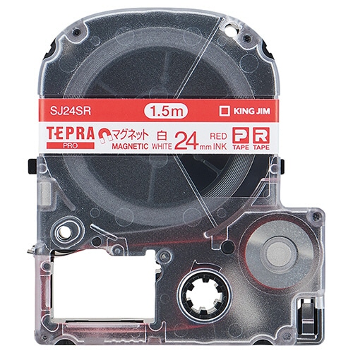 キングジム テプラ PRO テープカートリッジ マグネットテープ 24mm 白/赤文字 SJ24SR 1個