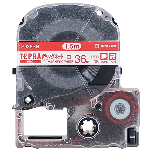 キングジム テプラ PRO テープカートリッジ マグネットテープ 36mm 白/赤文字 SJ36SR 1個