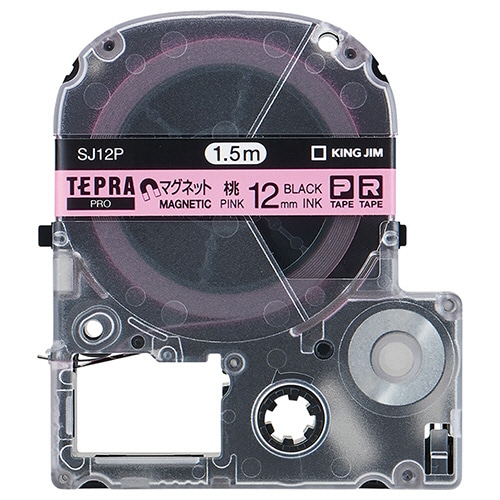 キングジム テプラ PRO テープカートリッジ マグネットテープ 12mm ピンク/黒文字 SJ12P 1個
