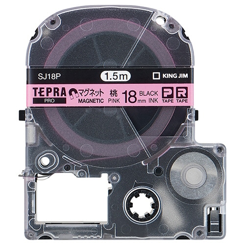 キングジム テプラ PRO テープカートリッジ マグネットテープ 18mm ピンク/黒文字 SJ18P 1個