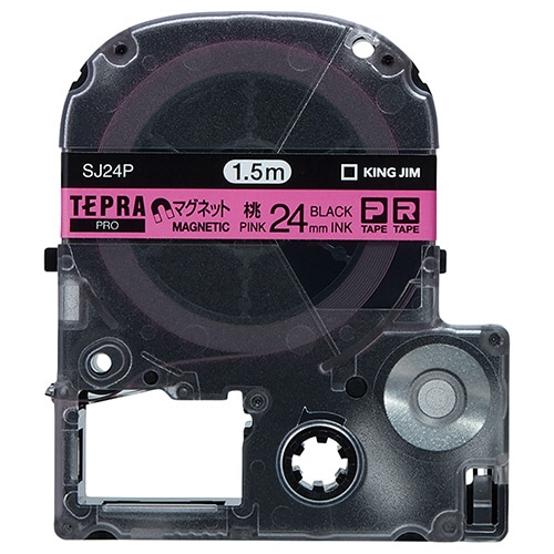 キングジム テプラ PRO テープカートリッジ マグネットテープ 24mm ピンク/黒文字 SJ24P 1個