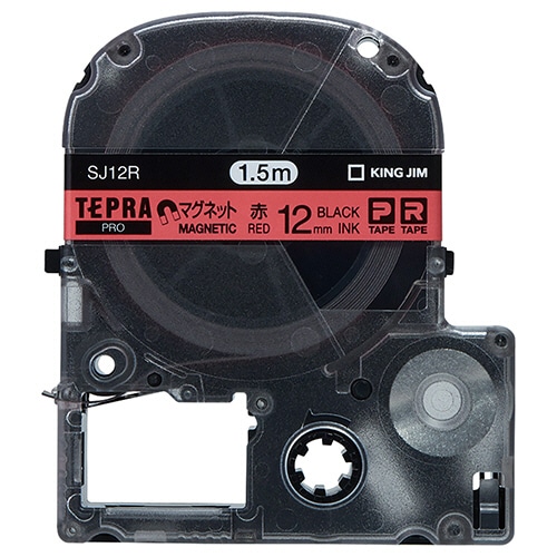 キングジム テプラ PRO テープカートリッジ マグネットテープ 12mm 赤/黒文字 SJ12R 1個