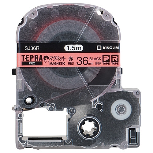キングジム テプラ PRO テープカートリッジ マグネットテープ 36mm 赤/黒文字 SJ36R 1個