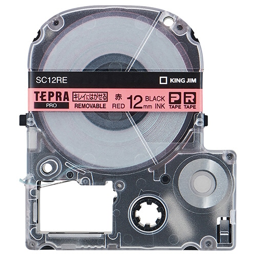 キングジム テプラ PRO テープカートリッジ キレイにはがせるラベル 12mm 赤/黒文字 SC12RE 1個